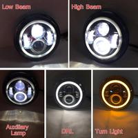 Jg — phares LED 7 pouces, feu clignotant ambre et yeux d'ange en Halo pour wrangl-er JK LJ cg TJ,45w