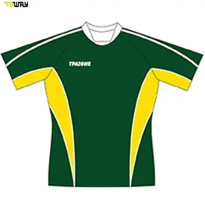 sublimated wholesale rugby jersey green and yellow