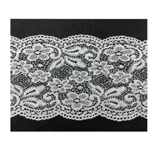 Tissu élastique en dentelle et tulle blanc, garniture pour lingerie de mariée vintage, 2019