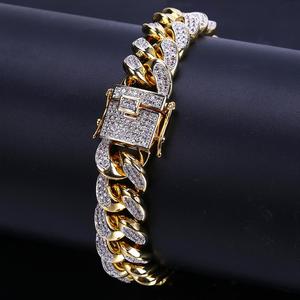 Pulsera de Oro con Circonitas Cúbicas Estilo Hip Hop 2019, Pulsera de Eslabones Cubanos de Miami de 18-20 cm de Largo para Hombre, Joyería Hip Hop, Regalos - Product Image 5
