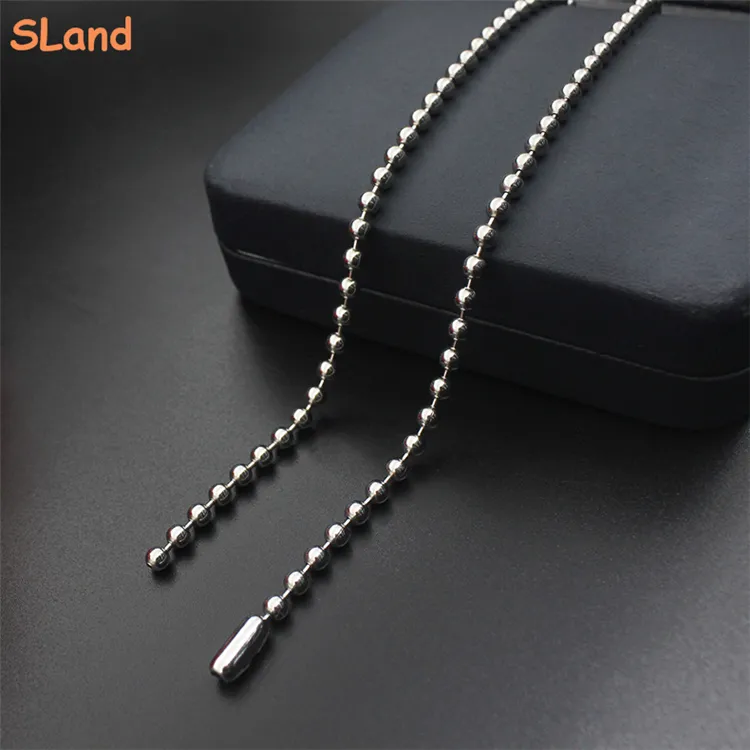 SLand Jewelry manufacturer wholesale high polish stainless steel ball bead chain for DIY dog tags pendant necklace