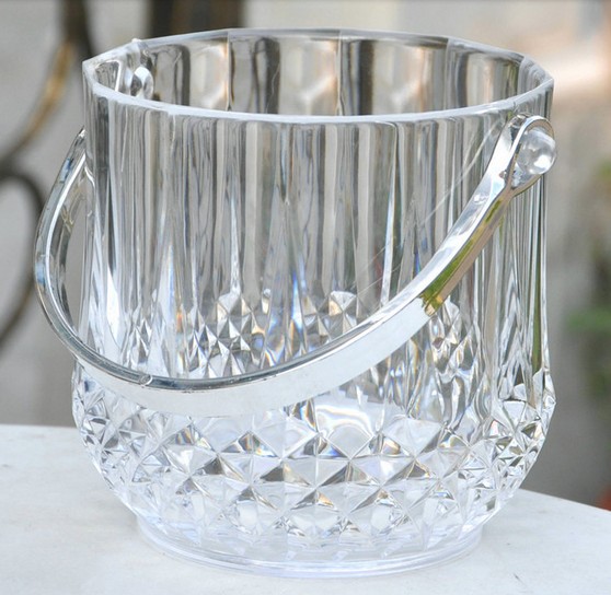 Wholesale Haonai glassware bucket,glass ice bucket with handle