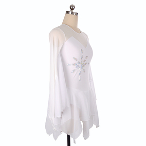 Bianco costumi Bianco fata abito pattinaggio pattinaggio di figura della ragazza a maniche lunghe pannello esterno di pattinaggio pattinaggio vestito produttori - Product Image 3
