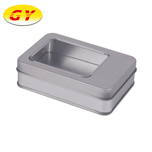 Existing rectangular candy tin box with window