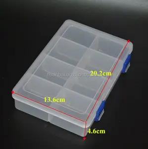 20cm 명확한 PP 플라스틱 DIY 부속품 분배자 상자 8 개의 격실을 가진 보석 메이크업 저장 상자