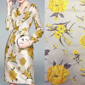 Altın çiçek modern Ilkbahar Sonbahar yumuşak elbise brocade jakarlı kumaş
