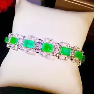 Hoge kwaliteit 18 k gold Zuid-afrika real diamond natuurlijke emerald armbanden levendige groen voor vrouwen luxe