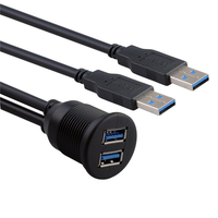 Câble d'extension USB 3.0 mâle-femelle, 2 Ports, noir mat, pour voiture