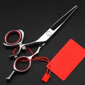 5.5INCH LEFT HAND Titanium Silver Flying Shears Swivel Thumb Shears Rotary Hair Scissors Hairdressing