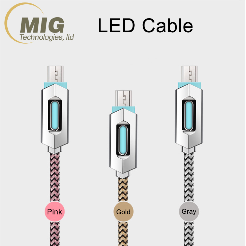 LED Tressé Micro USB Câble Charge Android Câble pour Galaxy S7/S8 téléphone mobile câbles Données 2A charge rapide soutien