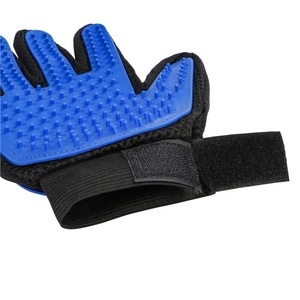 Thân Thiện Với Môi Tay Phải Con Chó Năm Ngón Tay Deshedding Găng Tay Thả Tóc Loại Bỏ Chải Chuốt Công Cụ Rửa Găng Tay Màu Xanh - Product Image 3