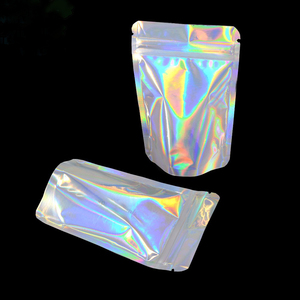 MOQ 500 Clear Hologram Foil Stand up Zipper <b>Pouch</b> Bag 85x130+50mm Food Grade 100 Micron Thick Glossy Finish - Product Image 6