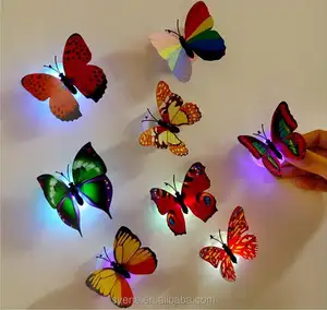 Eco-friendly indoor battery operated sucker butterfly light, Colorful christmas gift led butterfly night light