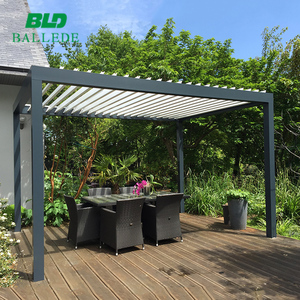 Système de toit ouvrant et de fermeture de pergola manuel à manivelle, résistant à la pluie - Product Image 4