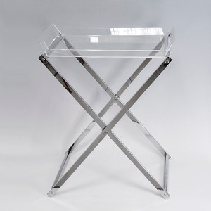 Table à manger rectangulaire moderne multifonction en verre avec finition chromée, design démontable pour le mobilier de salon - Product Image 2