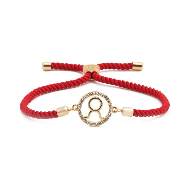 Wholesale fashion constellations cz micro pave charm accessories women handmade adjustable brass bracelets bangles