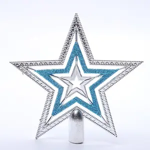 Christmas Tree Topper Plastic Star Decorations Glitter Painted for Outdoor Usage