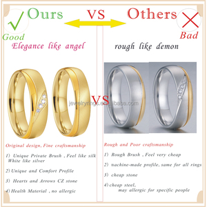 Classic Western 18K Chapado en <span class=keywords><strong>oro</strong></span> 316L Acero inoxidable Love Alliance Alianzas <span class=keywords><strong>DE</strong></span> BODA nupciales <span class=keywords><strong>Anillos</strong></span> <span class=keywords><strong>de</strong></span> moda para hombres y mujeres - Product Image 6
