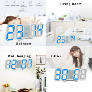 Più nuovo <span class=keywords><strong>Blu</strong></span> 3D LED Moderna Digitale <span class=keywords><strong>Orologio</strong></span> <span class=keywords><strong>Da</strong></span> <span class=keywords><strong>Parete</strong></span> di Allarme - Product Image 4