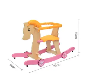 批发木制圆轮婴儿学步车儿童摇马玩具WRH006