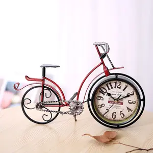 Reloj de mesa Vintage de hierro en forma de bicicleta