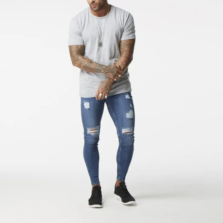 New Style benutzer definierte hochwertige Urban Wear Herren Denim Jeans Herren Super Skinny Ripped Großhandel Jeans ab Werk direkt