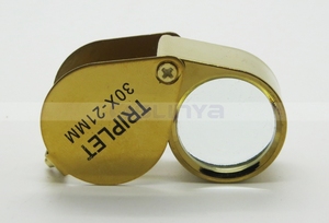 30X Vergrootglas Vergrootglas Glas Juweliers Eye Opvouwbare Sieraden Loop Loupe (Golden)