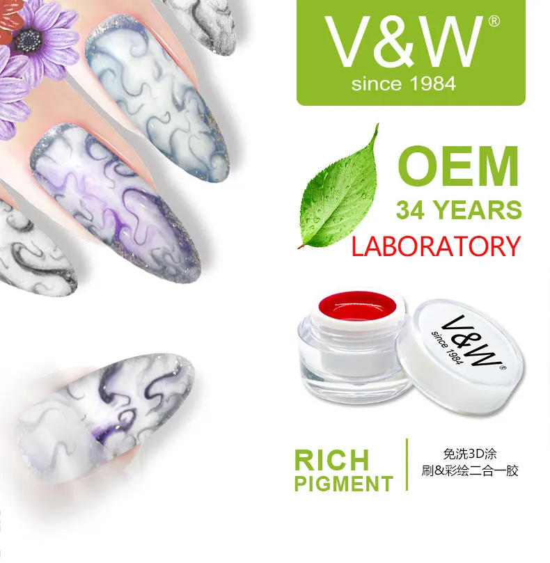 Lke V & W — vernis Gel UV 3D de couleur acrylique, 500 couleurs, pour dessin, peinture sur ongles, Nail Art, à faire soi-même