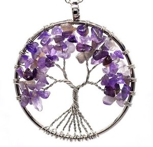 Collier JOYA GIFT en argent avec cristal, 7 chakras, <span class=keywords><strong>bijoux</strong></span> de mode, chaîne pour femme, pendentif <span class=keywords><strong>arbre</strong></span> de vie - Product Image 2