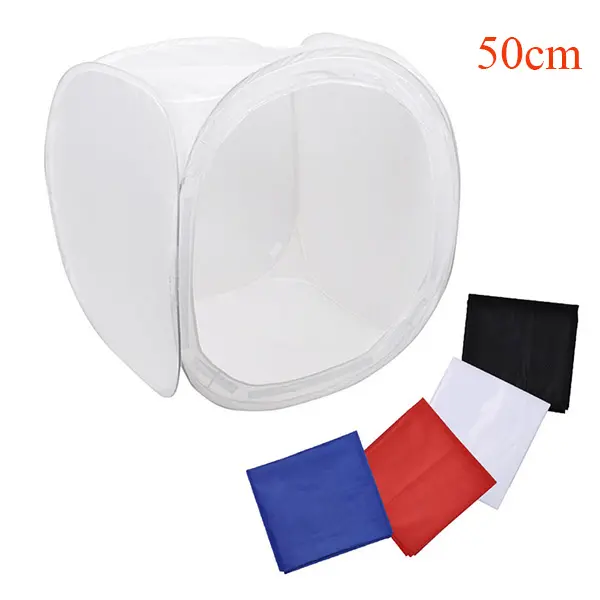 50 × 50センチメートルFoldable Softbox Photo Studio Cube Soft Box Shooting LightとTent 4 Backdrops + Carry Bag