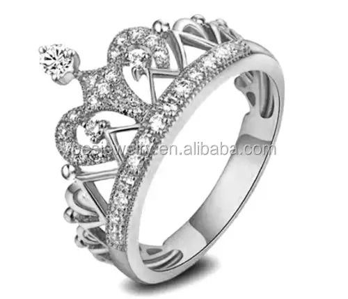 PES Fine Jewelry! Cubic zirconia CZ Princess Crown Tiara Lady Wedding Ring