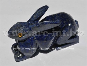 อัญมณีธรรมชาติ Lapis Lazuli กระต่ายแกะสลักประติมากรรม Lapis Lazuli สัตว์รูปร่างหุ่นและนกงานฝีมือตัวเลขทำด้วยมือ - Product Image 3