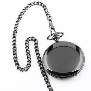 <span class=keywords><strong>Montre</strong></span> de poche en acier inoxydable pour hommes, rétro, noir, argent, lisse, Steampunk, Quartz, figurine, <span class=keywords><strong>pendentif</strong></span>, chaîne de 30CM, nouvelle collection - Product Image 4