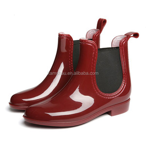Stile classico lato bassa della caviglia elastici fascia slip on metallic red signore impermeabili stivali da <span class=keywords><strong>pioggia</strong></span> - Product Image 1