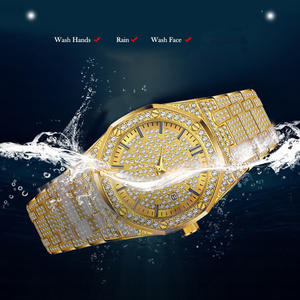 Caja <span class=keywords><strong>de</strong></span> aleación <span class=keywords><strong>de</strong></span> lujo Blues Full Diamond Gold Women Fake Lady Watch - Product Image 5