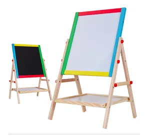 Hot Sell Wooden blackboard KXM-805 Double-Sided Magnetic Drawing Board Color Frame wooden blackboard