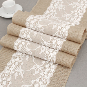 Elegant Jute Table Runners Burlap Lace Table Cloth Wedding <strong>Party</strong> Home Decoration Modern <strong>Tablecloth</strong> - Product Image 2