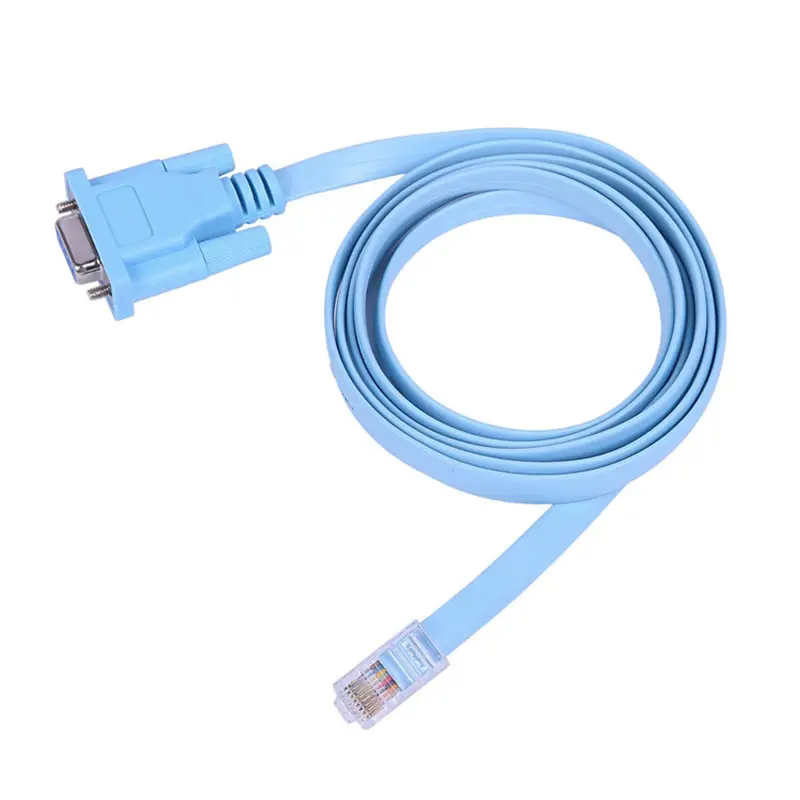 OEM kabel konsol LAN adaptor Ethernet, 1.8m DB 9Pin RS232 seri ke RJ45 CAT5
