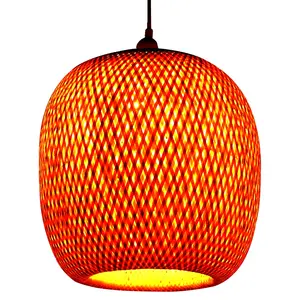 Lâmpada de luz pendente, decorativa, trançamento duplo, iluminação de bambu e circuito, design de economia de energia natural de bambu 120 80 50000