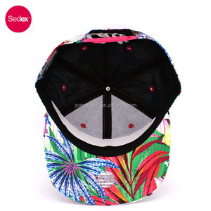SEDEX 4-Pillar Custom 6 Panel California Republic <span class=keywords><strong>Cali</strong></span> Cap Flat Bill Snapback Hat con estampado floral - Product Image 2