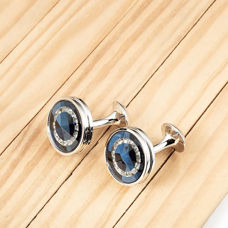 Marlary Wholesale High Fashion Christmas Promotion Gifts Make Custom Brass Blue Stone Italian Cufflinks For Mens Shirts