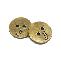 Bouton de couture miniature noir en métal imprimé perle, 2 trous, sur mesure, en zamac de luxe, pour chemisier plat, pour enfants