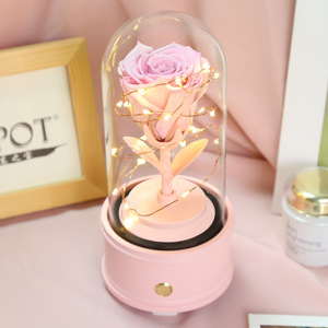 Dôme en verre avec lumière LED et musique Bluetooth avec base en bois pour l'affichage <span class=keywords><strong>de</strong></span> fleurs <span class=keywords><strong>de</strong></span> rose conservées - Product Image 4