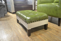 Chaise pliante en cuir avec repose-pieds, style vintage, fauteuil vert