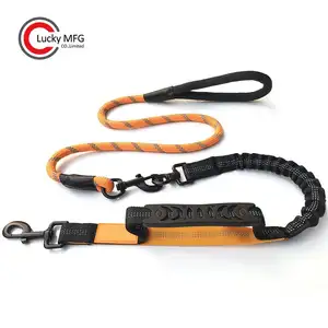 Heavy Duty Huisdier Wandelen Wandelen Uitschuifbare Anti Geen Pull Shock Absorberende Reflecterende Nylon Bungee Touw Hondenriem Met Controle Handvat