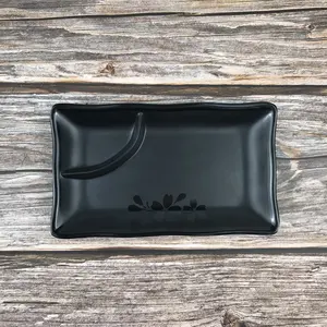 Hình Chữ Nhật Màu Đen <span class=keywords><strong>Melamine</strong></span> <span class=keywords><strong>Sushi</strong></span> Tấm Nhựa - Product Image 1