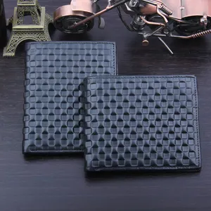 Clip de dinero de cuero barato para negocios con diseño de azulejo, billetera de cuero genuino personalizada para hombres, proveedor de China, venta al por mayor