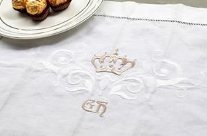 100% ผ้าลินินผ้าเช็ดปากสีขาวงานแต่งงาน <span class=keywords><strong>monogram</strong></span> และ hemstitch - Product Image 2