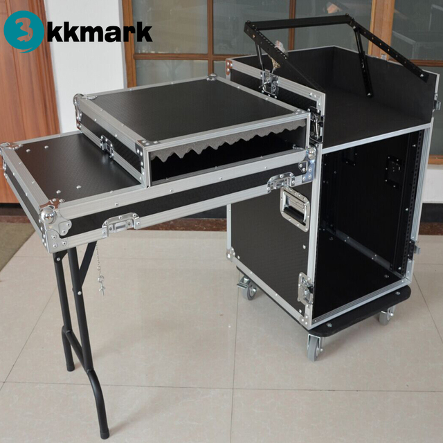 Aluminum Flight case Amp Rack Dj case with Drawer Table Wheels for Audio Equipment
