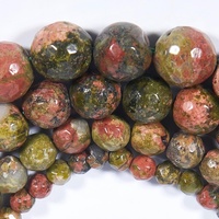 Perles rondes à facettes en unakite naturelle en gros perles en vrac bien polies pour la fabrication de bijoux
